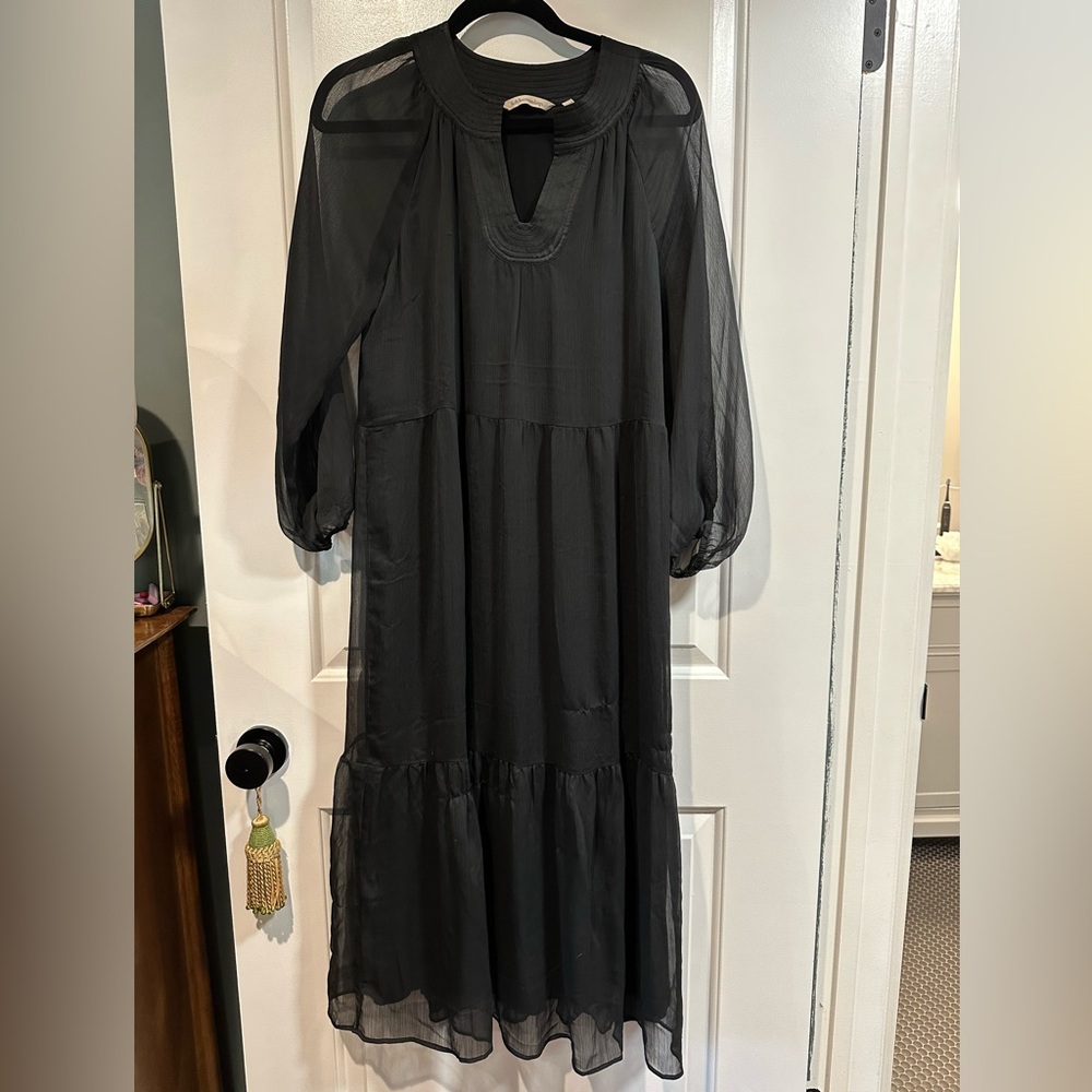 Soft Surroundings Black Boho Sleeved Dress - Petite Medium